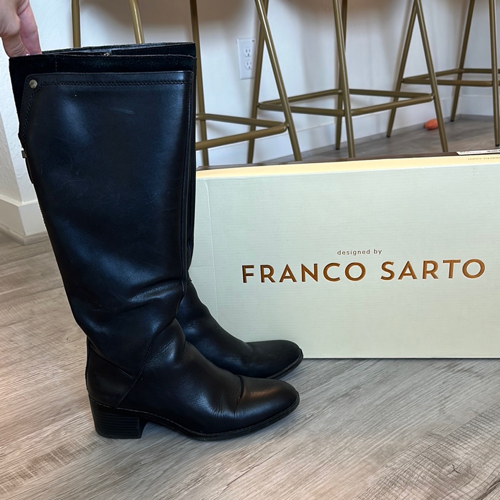 Franco Sarto Sleek Black Leather Boots